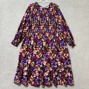 Floral Cotton Maxi Dress Plus Size 4X Pockets Tiered Boho Cottagecore